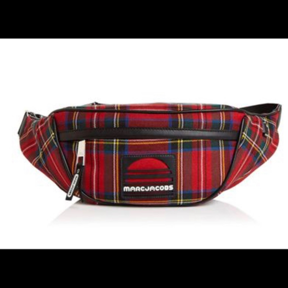 Red wool plaid Marc Jacobs Belt bag , like new condition
